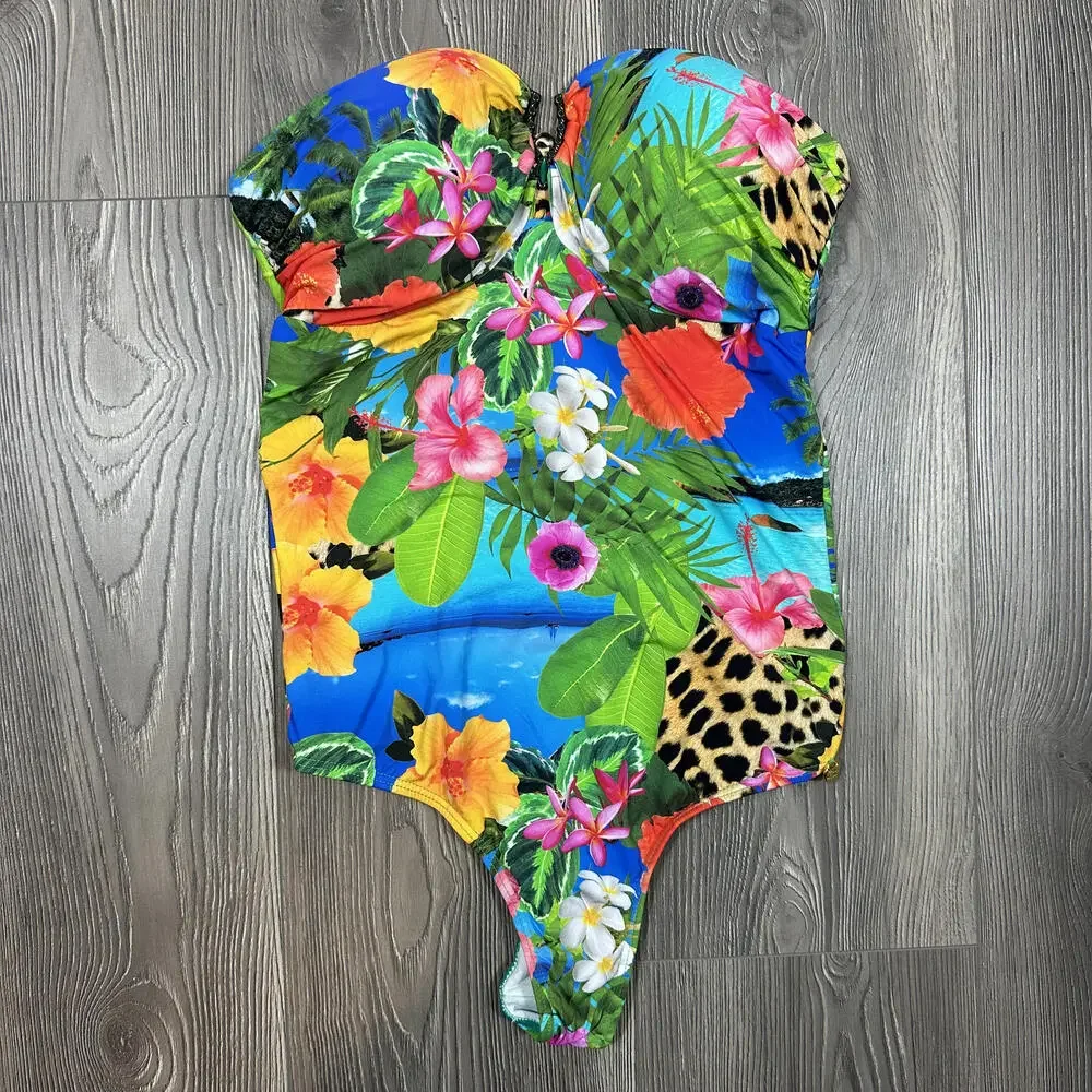 Feriado‎ Nacional Tropical and Animal Print One Piece Swimsuit with Padding